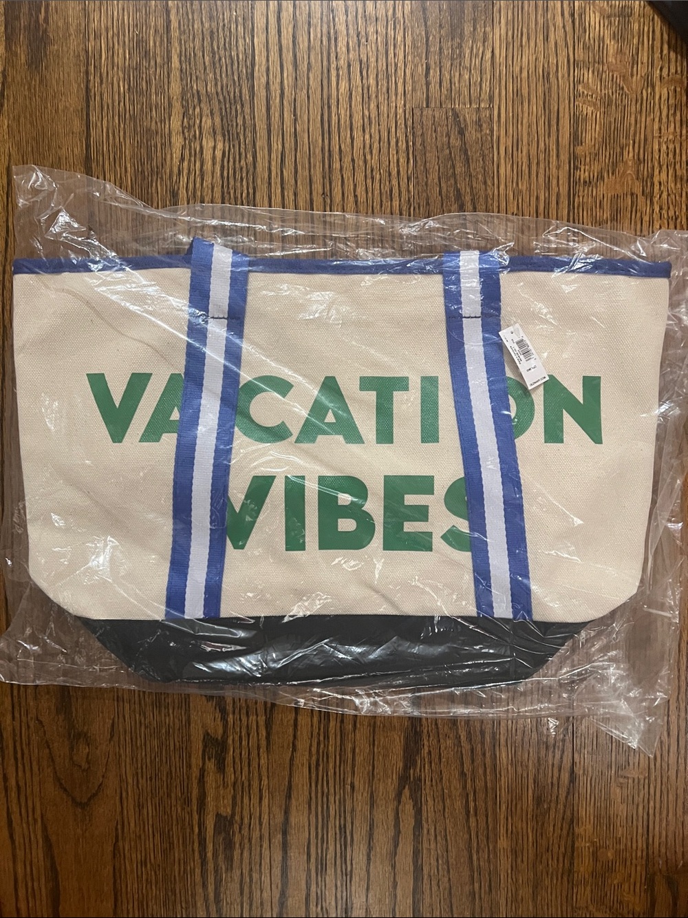 Old Navy Canvas 'Vacation Vibes' Tote Bag with Blue Straps